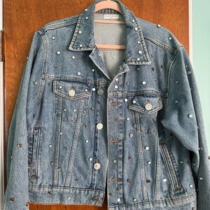 Sandro Blue Denim Jacket with Studs